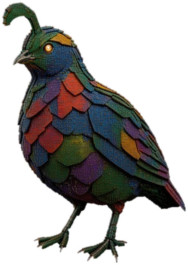 The CUAIL quail, built from circuit board parts